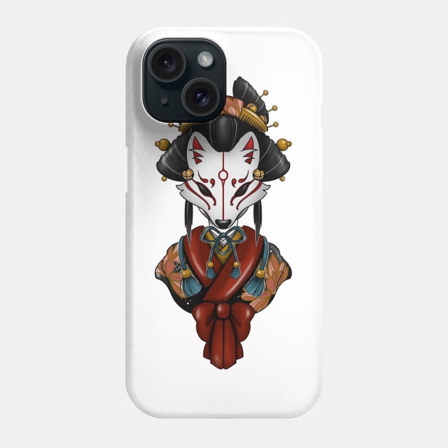 Geisha kitsune Phone Case by sample the dragon