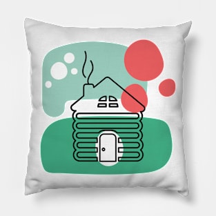 Abstract Gingerbread House Pillow