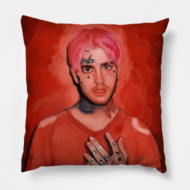 Lil Peep Digital Portrait Pillow by StrayArte