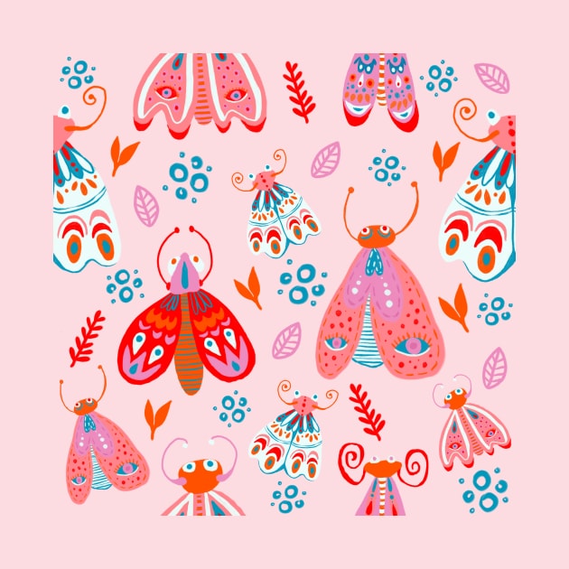 Butterflies and pink moths pattern by Make My Place Shop