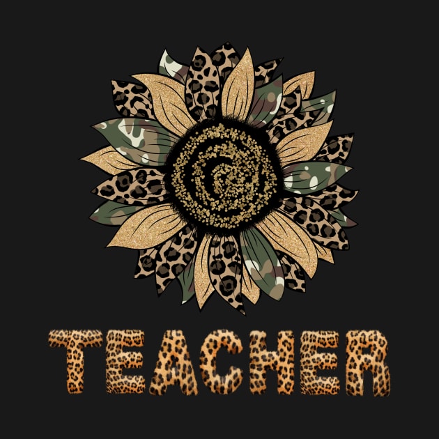 Cute Sunflower Leopard Teacher Tee Back To School by drag is art