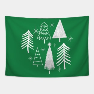 Christmas Tree Evergreen Pine Tree With Snow Tapestry