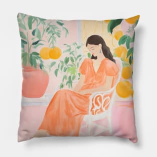 Citrus Garden Woman Boho Pillow