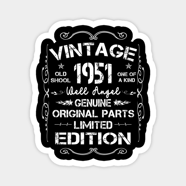 Vintage Made In 1951 Retro Classic 70th Birthday Decorations Magnet by peskybeater
