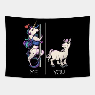 You Me Funny Pole Dancing Unicorn Pole Fit Dance Tee Tapestry