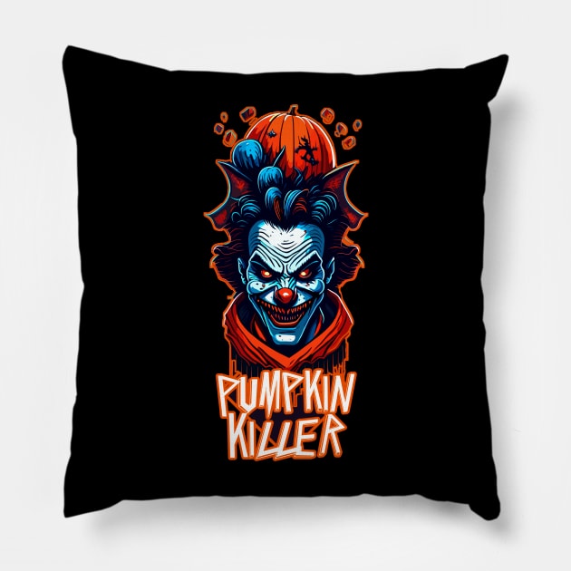 Pumpkin Killer clown of Halloween Pillow by Migite Art