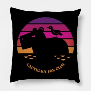 Retro Sunset Capybara Fan Club Pillow