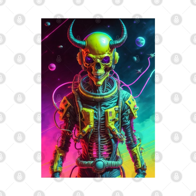 King Skull in retrowave galaxy design by DeathAnarchy