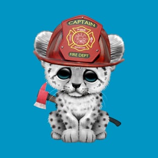 Cute Snow Leopard Cub Firefighter T-Shirt