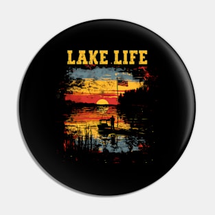 Lake Life Fisher American Flag Bass Fishing Boat Pin