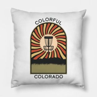 Colorful Colorado | Disc Golf Vintage Retro Arch Mountains Pillow