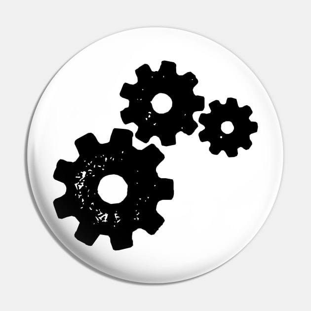 Gears Stencil Silhouette Pin by AustralianMate