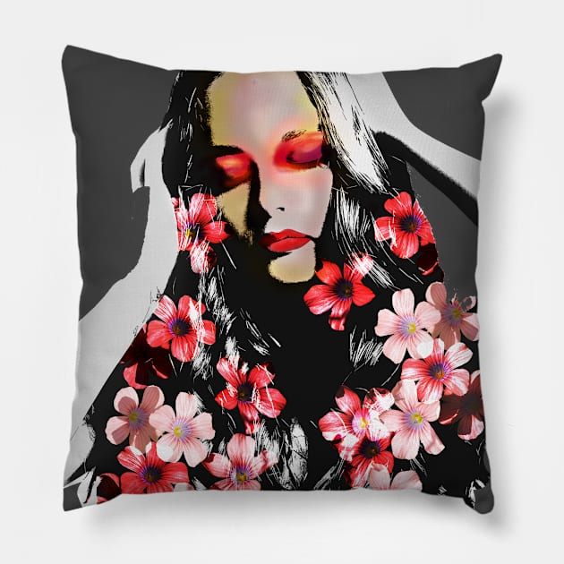 Girl in flower Pillow by dilinirodrigo