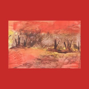 Autumn landscape, nature. Encaustic wax art. Painting drawing T-Shirt