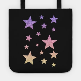 Pink Purple Yellow Ombre Faux Glitter Stars Tote