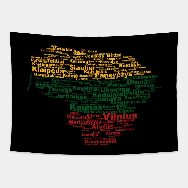 Lithuania on dark background Tapestry by hyperactive