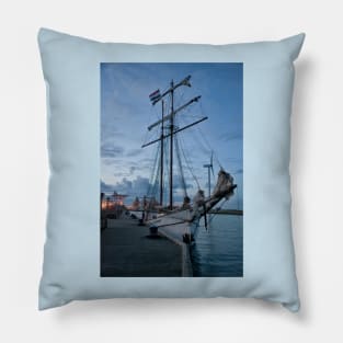 Tall Ship docked for the night Pillow