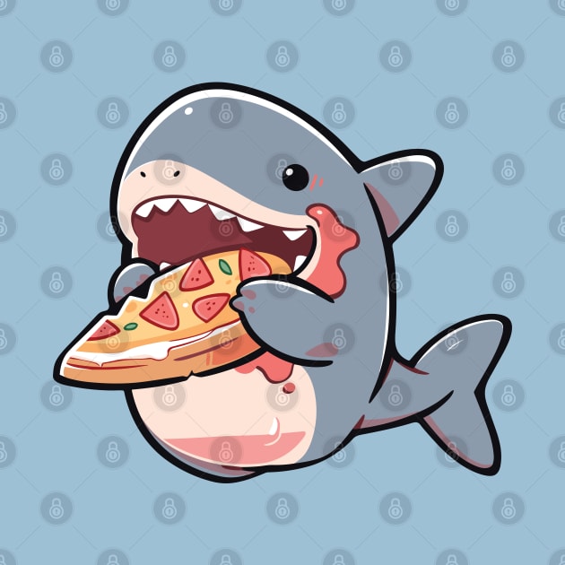 Cute Shark Eating Meat lovers Pizza Comic by Lunatic Bear