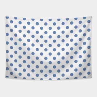 Blue Polka Dots Pattern on White Background Tapestry