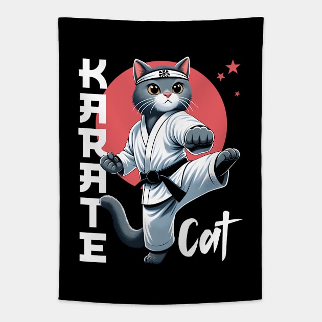 Karate Cat – Funny Cat Kitten Tomcat Sports Japan Tapestry by Infinitee Shirts