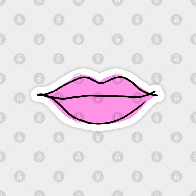 Hot Pink Lips, Sketch, Turquoise Background Magnet by OneThreeSix