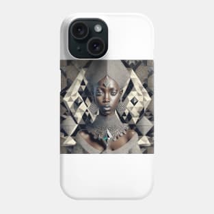 [AI Art] African Beauty with Diamonds, in the style of Escher Phone Case