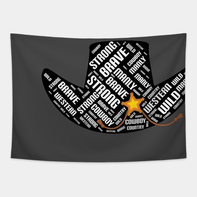 cowboy hat word cloud Tapestry by maricetak