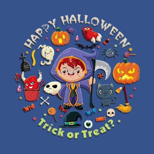 Kids Happy Halloween Trick or Treat Wizard T-Shirt