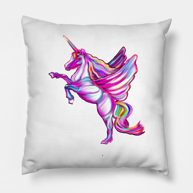 Unicorn - rainbow, sparkly, glittery, magical, winged unicorn Pillow by Artonmytee