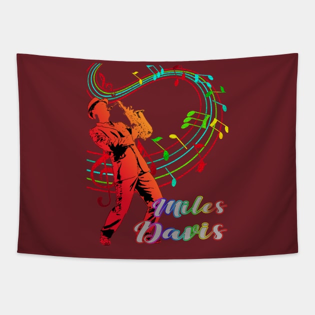 A Man With Saxophone-Miles Davis Tapestry by Mysimplicity.art