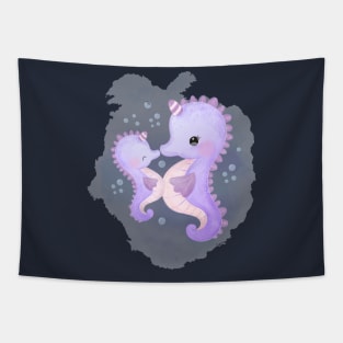 Seahorse Motherhood Cartoon Tapestry