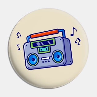 Radio Tape With Notes Cartoon Pin