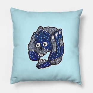 gargoyle blue monster skull Pillow