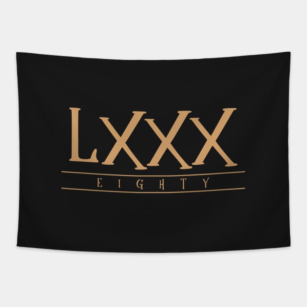 LXXX (Eighty) Gold Roman Numerals Tapestry by VicEllisArt