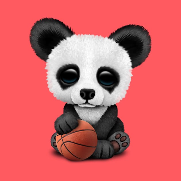 Cute Baby Panda Playing With Basketball by jeffbartels