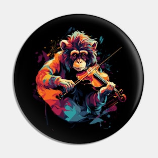 Monkey Playing Violin Pin