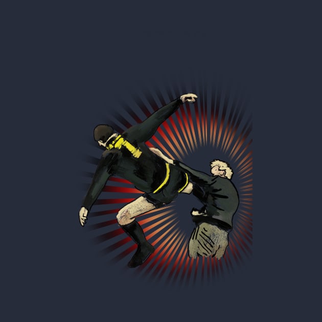 Eric Cantona kicking a Nazi by WellRed