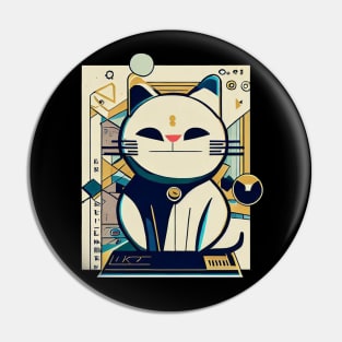 Cute lucky cat | Black, blue, and yellow Pin