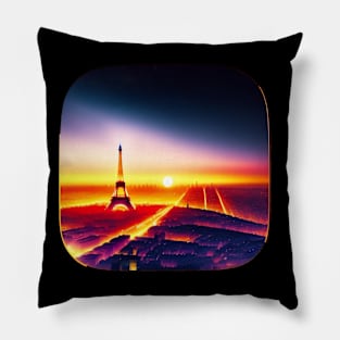 Airplane View Paris Sunset Pillow