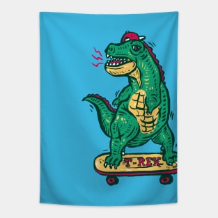 Skateboarding Dinosaur Tapestry