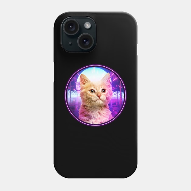 Cat - neon retrowave Phone Case by moslemme.id