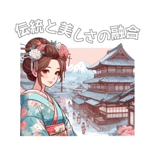 Fusion of Japanese Tradition and Beauty T-Shirt