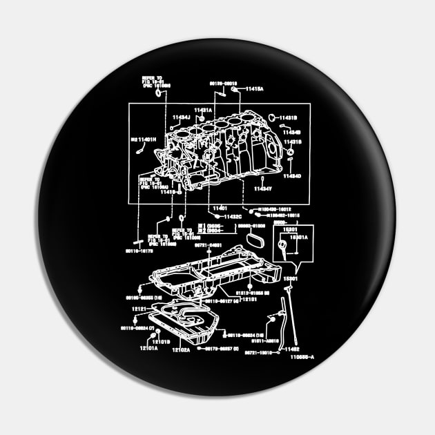 2JZ-GE JDM Supra Engine Exploded Blueprint Pin by Industree Designs