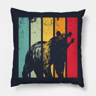 Bear over retro stripes Pillow