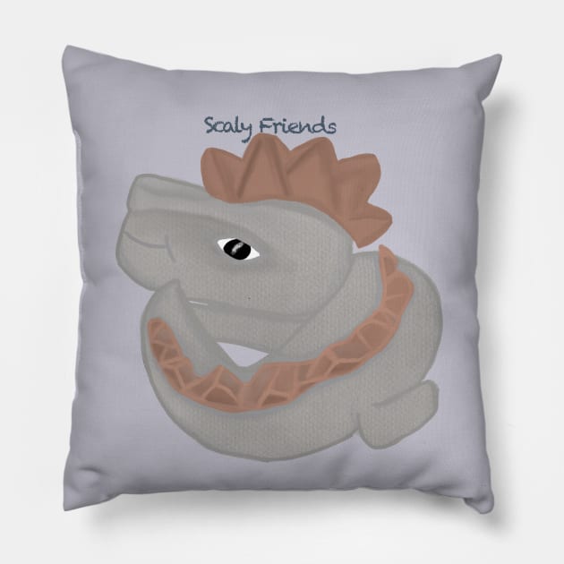 Simon the siilver Dino- The Scaly Friend's Collection Artwort By TheBlinkinBean Pillow by TheBlinkinBean