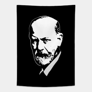 Sigmund Freud White On Black Tapestry