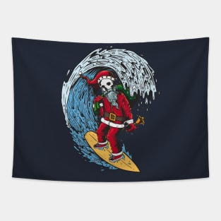 Santa Claus surfing skull Bell gift bag Tapestry