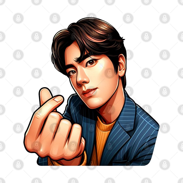 Cool Guy Korean Finger Hearts Kpop by Plushism