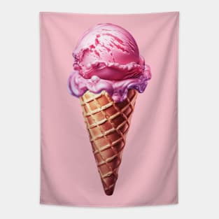 Raspberry Sorbet Sweet Ice Cream Cone Tapestry