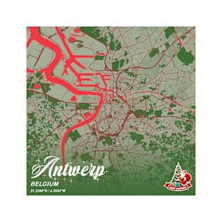 Antwerp - Belgium Christmas Map T-Shirt